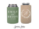 Regular & Slim Can Cooler Wedding Package #211RS -  Floral Wreath Monogram