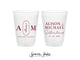 12oz or 16oz Frosted Unbreakable Plastic Cup #258 - Monogram Floral