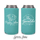 Slim Wedding Can Cooler #250S - Puppy Love - Custom Pet Illustration