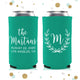 Monogram Wreath - Slim 12oz Wedding Can Cooler #107S