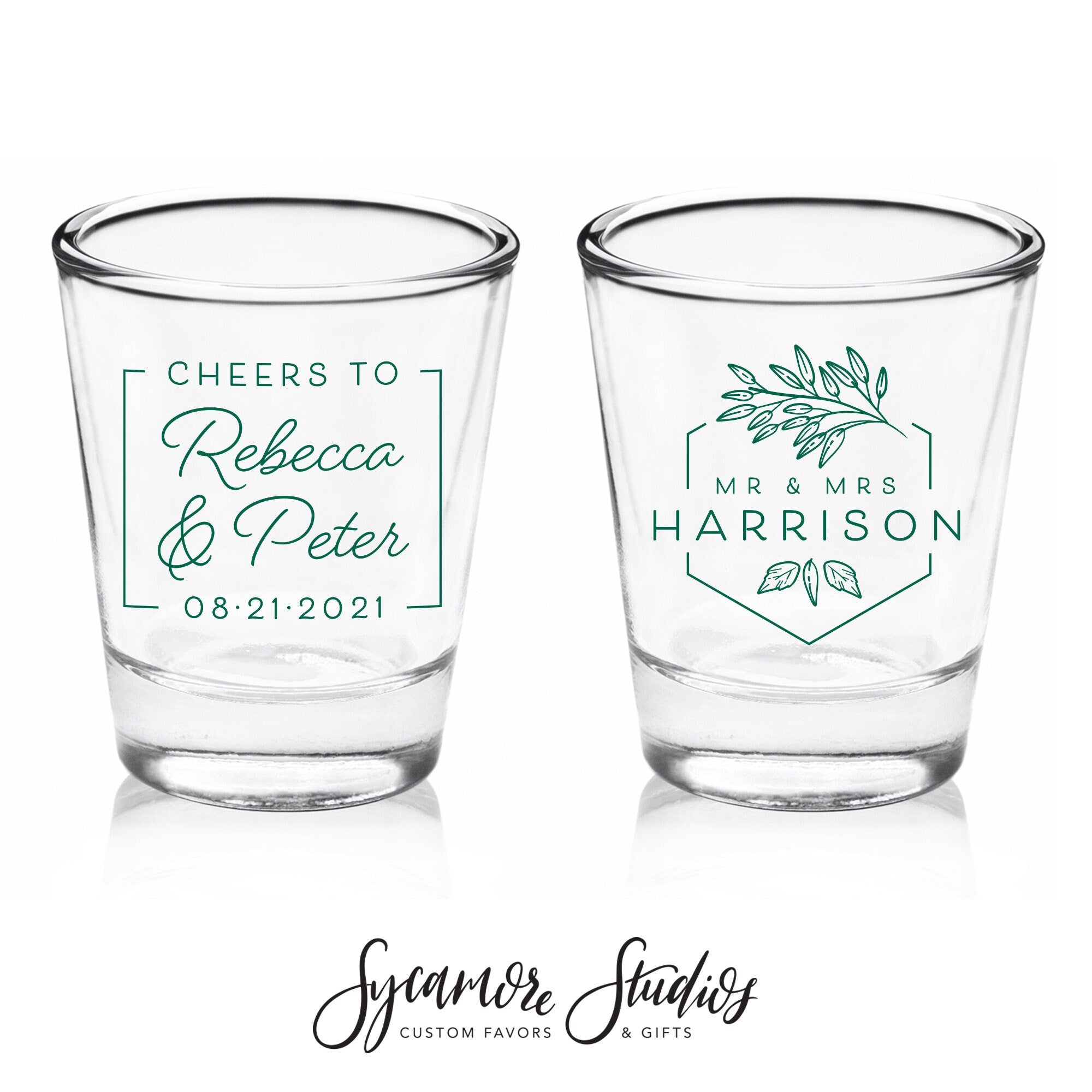 Double-Sided Shot Glass #141C - Mr & Mrs