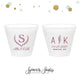 9oz Frosted Unbreakable Plastic Cup #202 - Wreath Monogram