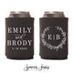 Floral Initial Monogram  - Wedding Can Cooler #212R